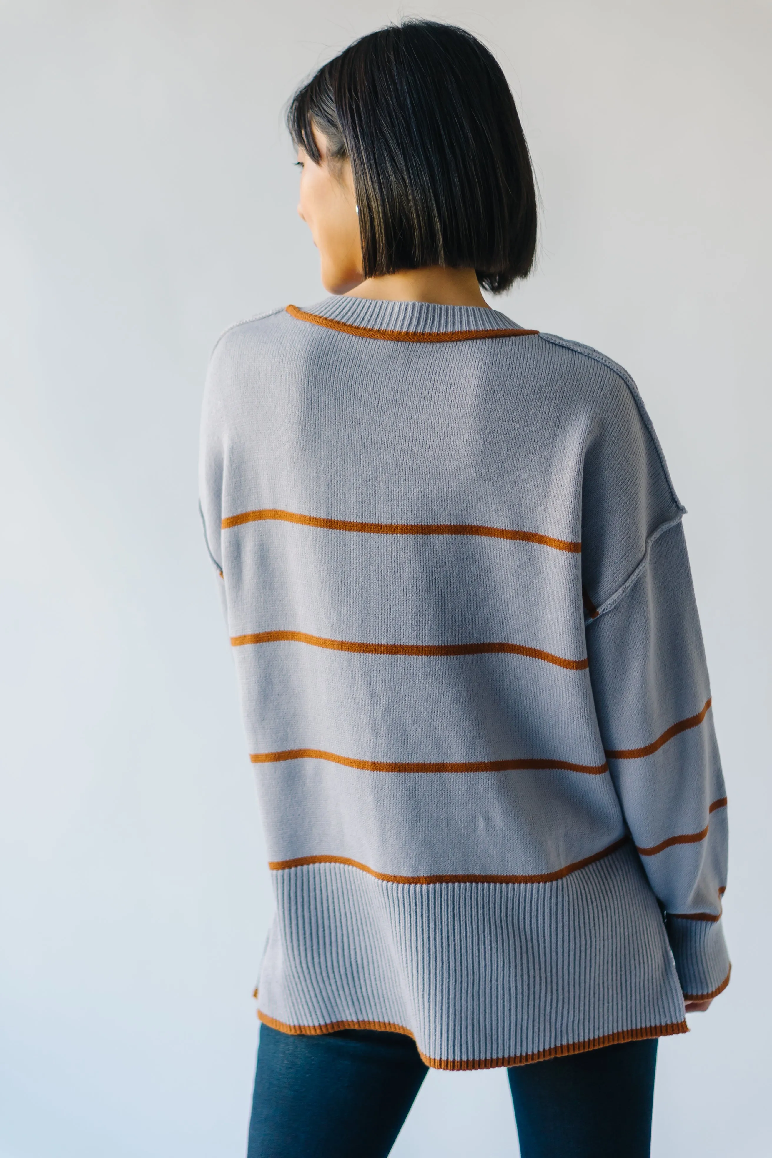 The Borden Striped Sweater in Blue   Tan