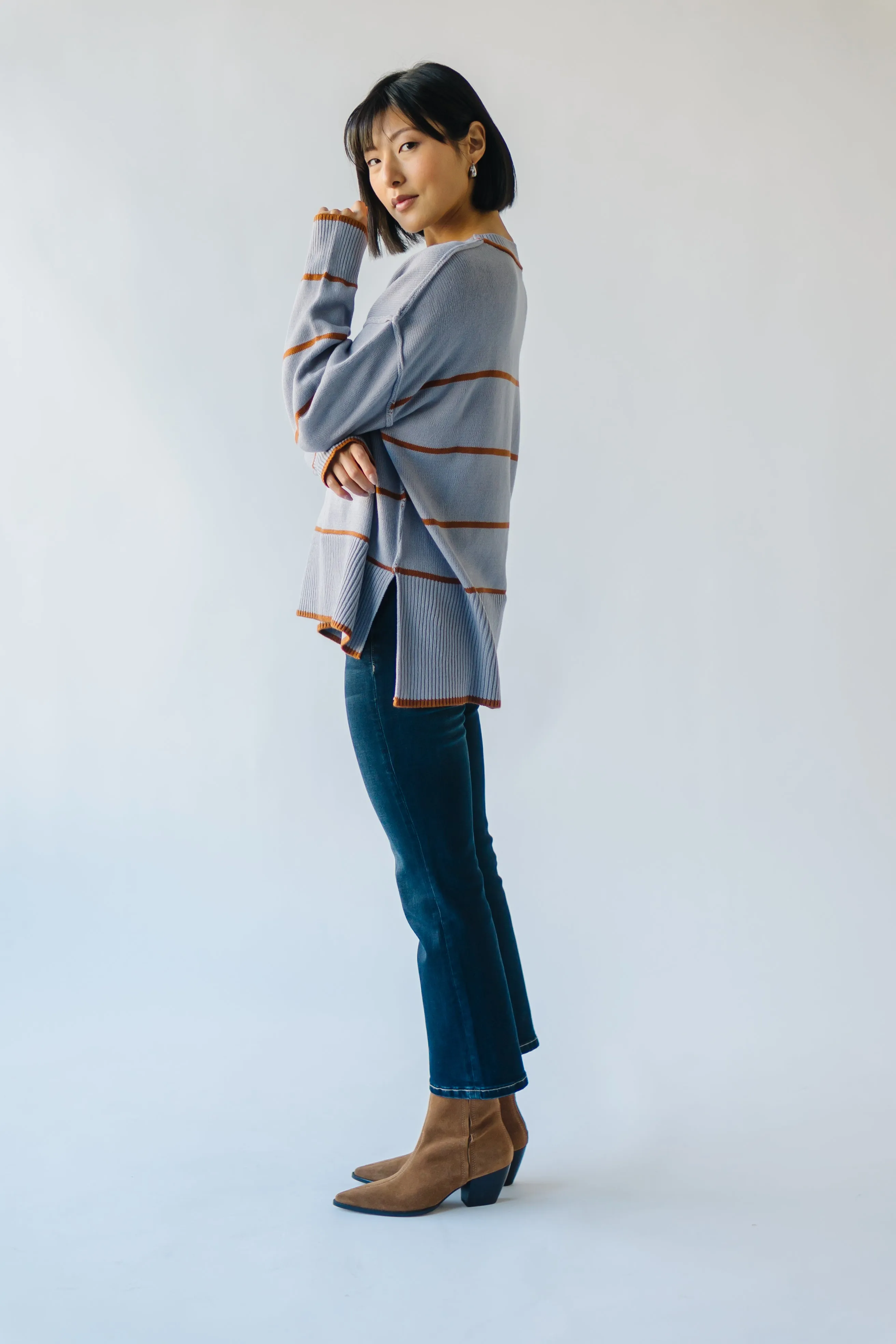 The Borden Striped Sweater in Blue   Tan