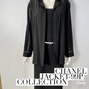 Vintage Chanel 99P, 1999 Spring Black Cardigan Coat Jacket FR 38 US 6