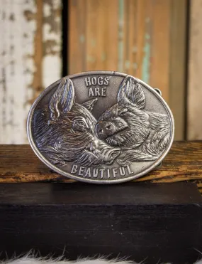 Vintage Hogs Are Beautiful Belt Buckle 1978