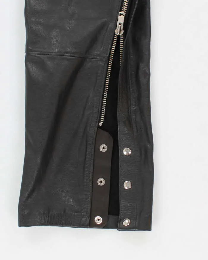 Vintage Men's Black Leather Chaps - 34