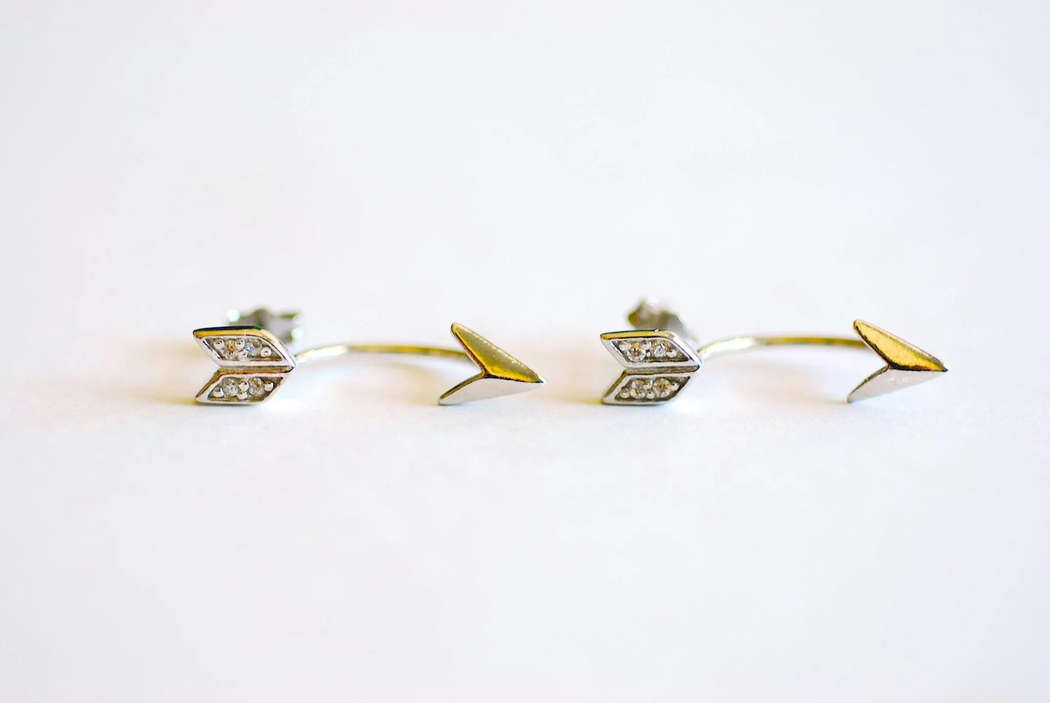 Wholesale Sterling Silver Chevron Back Swoop Earring Jacket Set, Arrow Swoop Earring Jacket, Arrow Earring Jacket, Triangle Earring Jacket, Pave, CZ