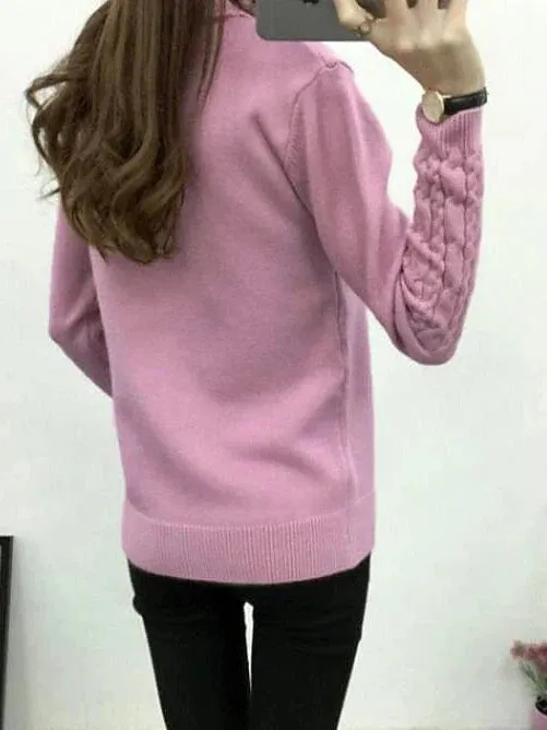 Women's Crochet Knit Turtleneck Pullover Sweater Jumper