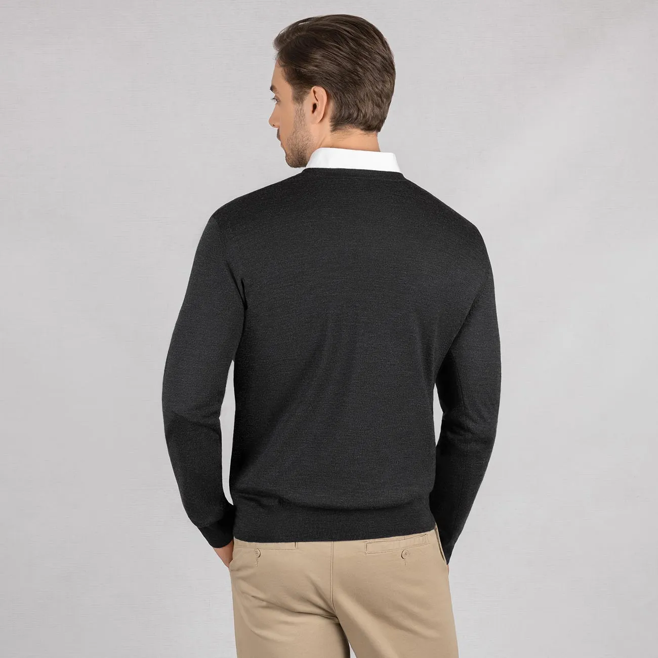 Wool Pullover Light V Neck Men